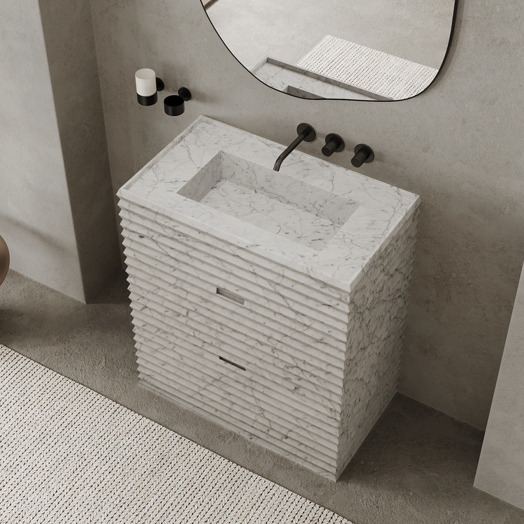 Njord single vanity medium in White Carrara