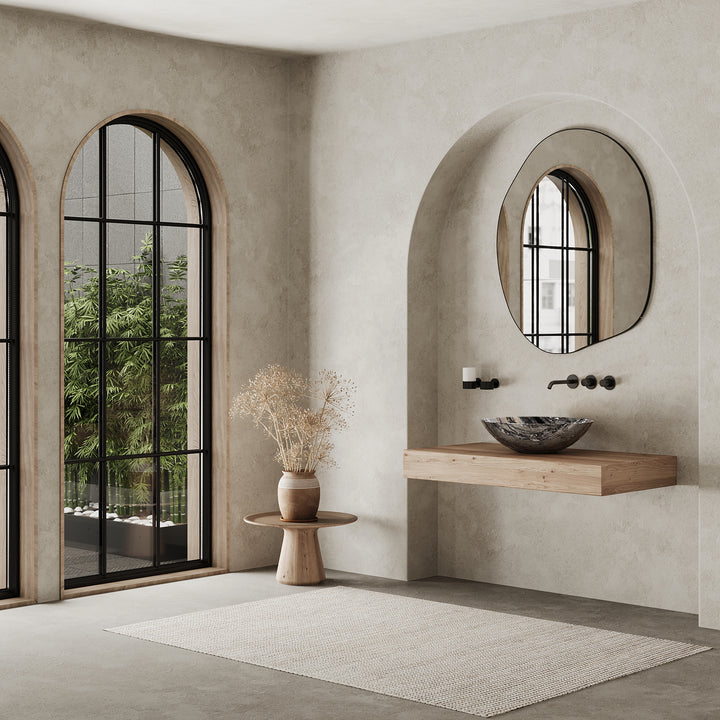 Maiken round basin lifestyle view in Grey Galaxy