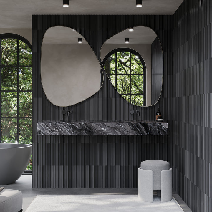 Skadi double marble basin styled in bathroom interior