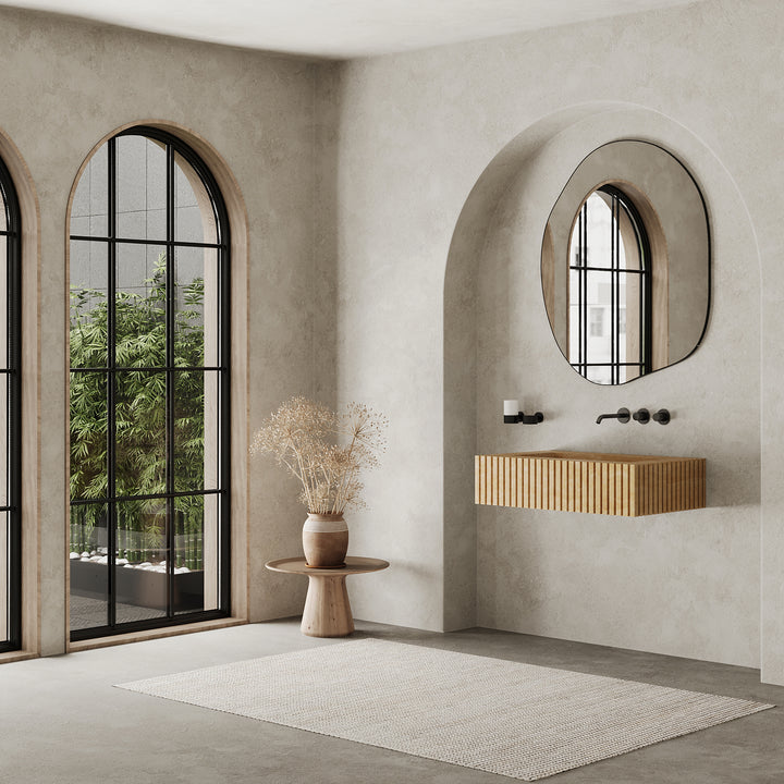Luca - Ribbed Marble Basin - Beige Travertine - Medium