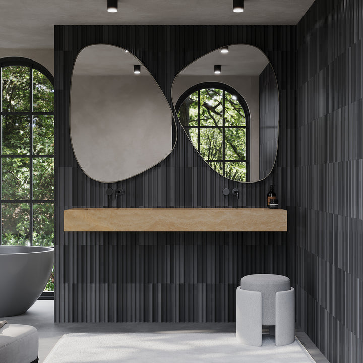 Skadi double marble basin styled in bathroom interior