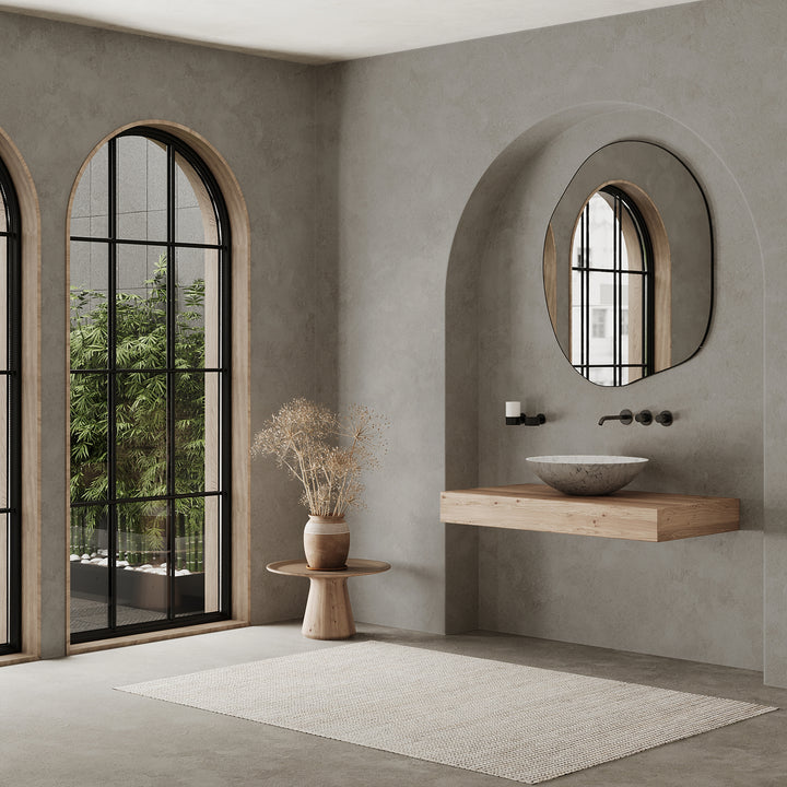 Maiken round basin lifestyle view in White Carrara