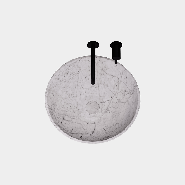 Maiken round basin top view in White Carrara