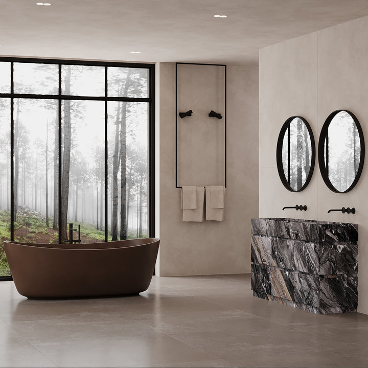 Orca - Double Basin Marble Bathroom Vanity - Grey Galaxy