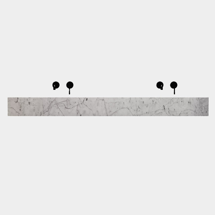 Center view Skadi rectangular marble basin in White Carrara