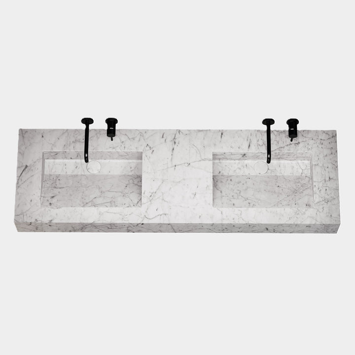 Skadi rectangular marble basin in White Carrara