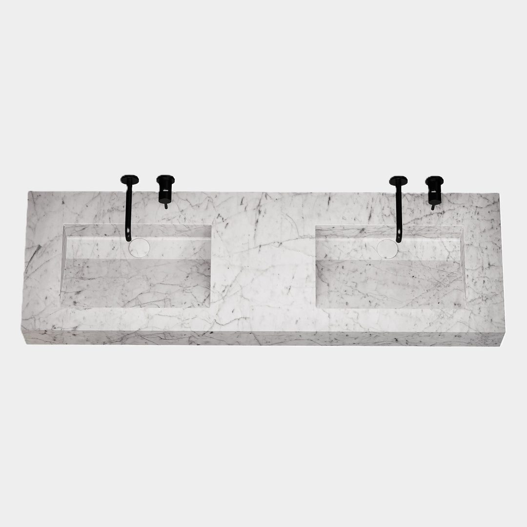 Skadi - Double Marble Basin - White Carrara