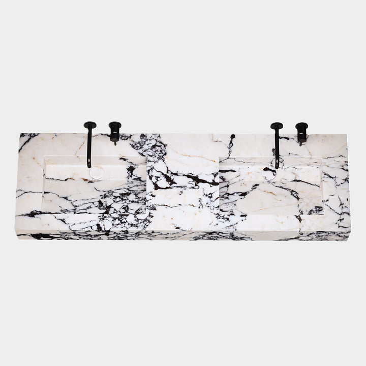 Skadi rectangular marble basin in Calacatta Viola