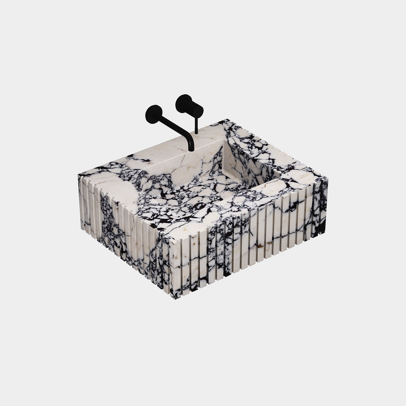 Luca - Ribbed Marble Basin - Calacatta Viola - Small