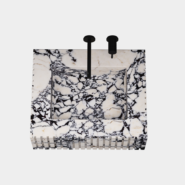 Luca Ribbed Marble Basin - Calacatta Viola - Small - Top View