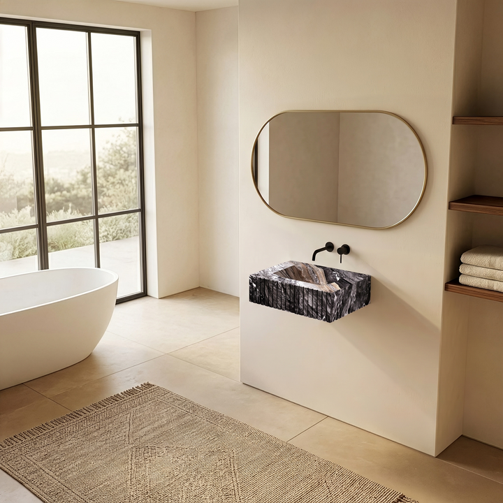 Luca - Ribbed Marble Basin