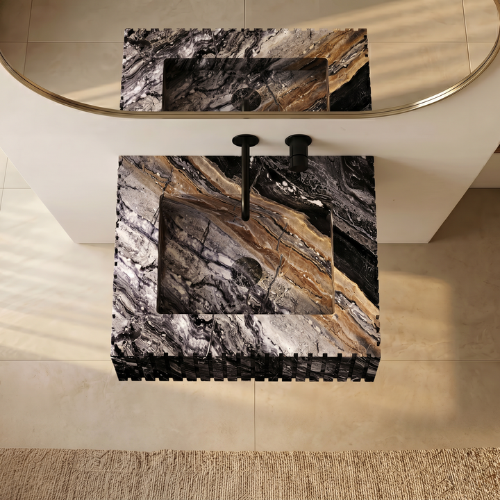 Luca - Ribbed Marble Basin