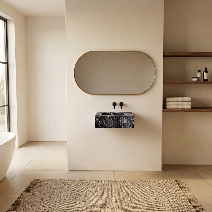 Luca - Ribbed Marble Basin