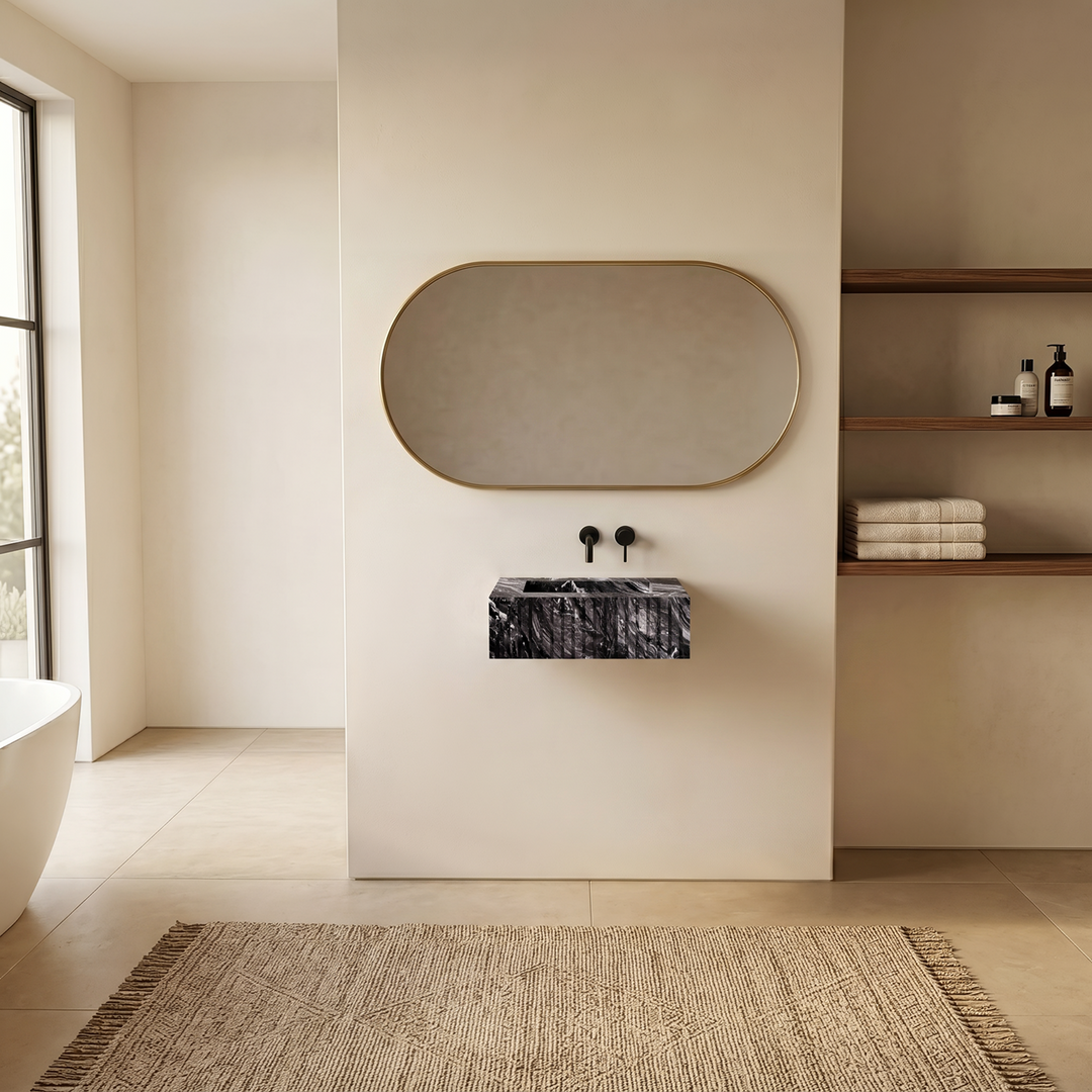 Luca - Ribbed Marble Basin