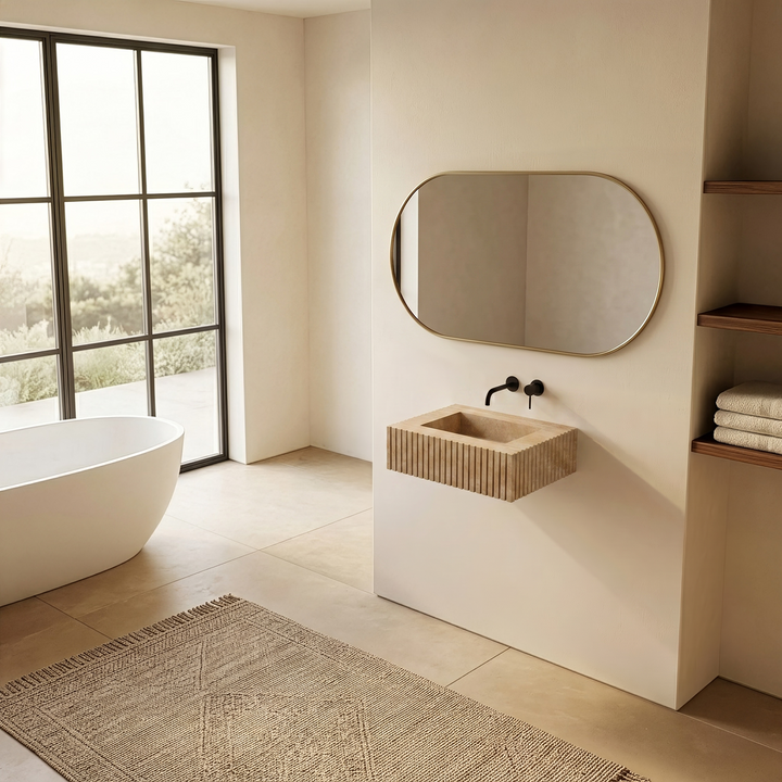 Luca - Ribbed Marble Basin