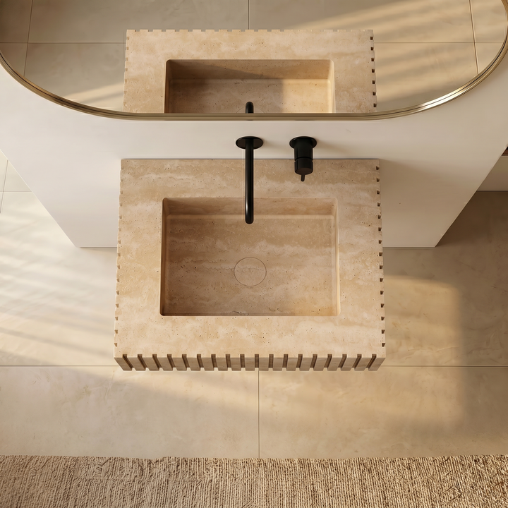 Luca - Ribbed Marble Basin