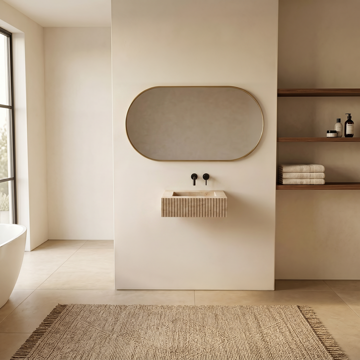 Luca - Ribbed Marble Basin