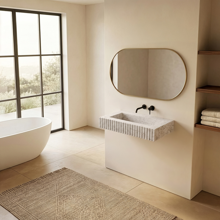 Luca - Ribbed Marble Basin
