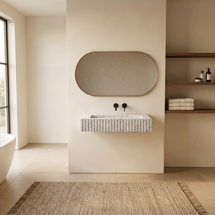 Luca - Ribbed Marble Basin