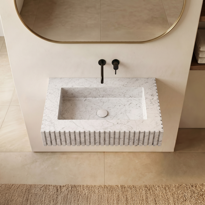 Luca - Ribbed Marble Basin