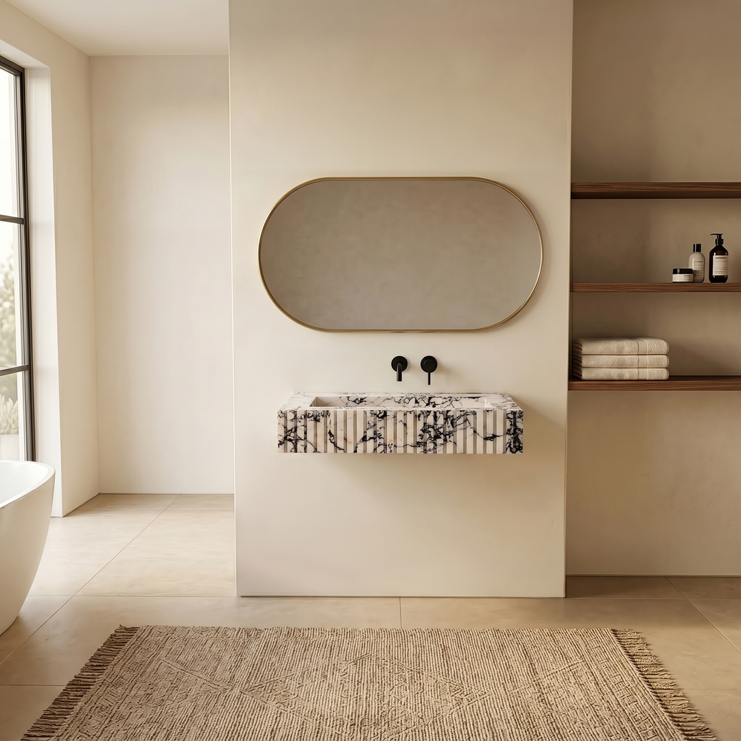 Luca - Ribbed Marble Basin