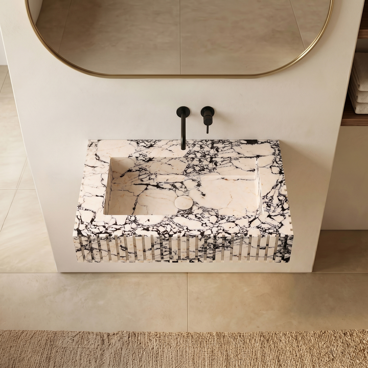 Luca - Ribbed Marble Basin