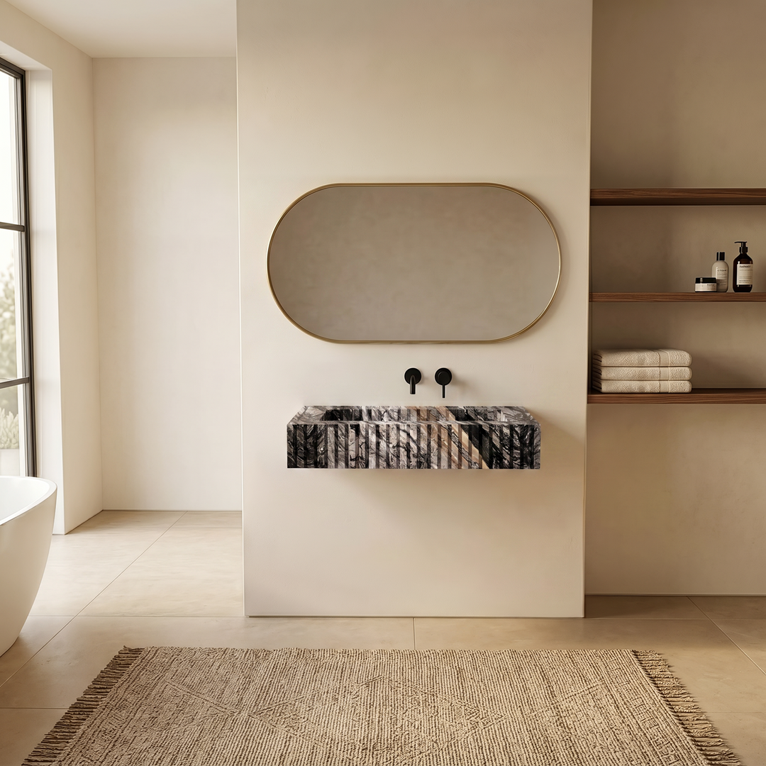 Luca - Ribbed Marble Basin