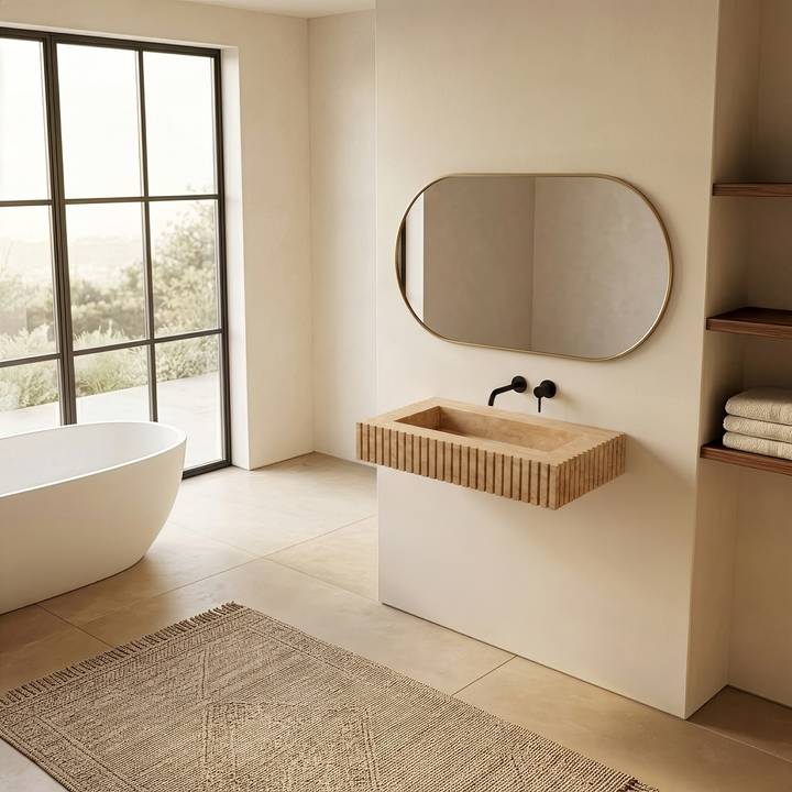 Luca - Ribbed Marble Basin