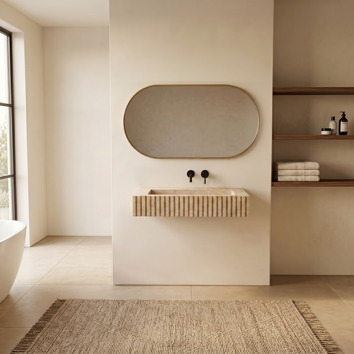 Luca - Ribbed Marble Basin