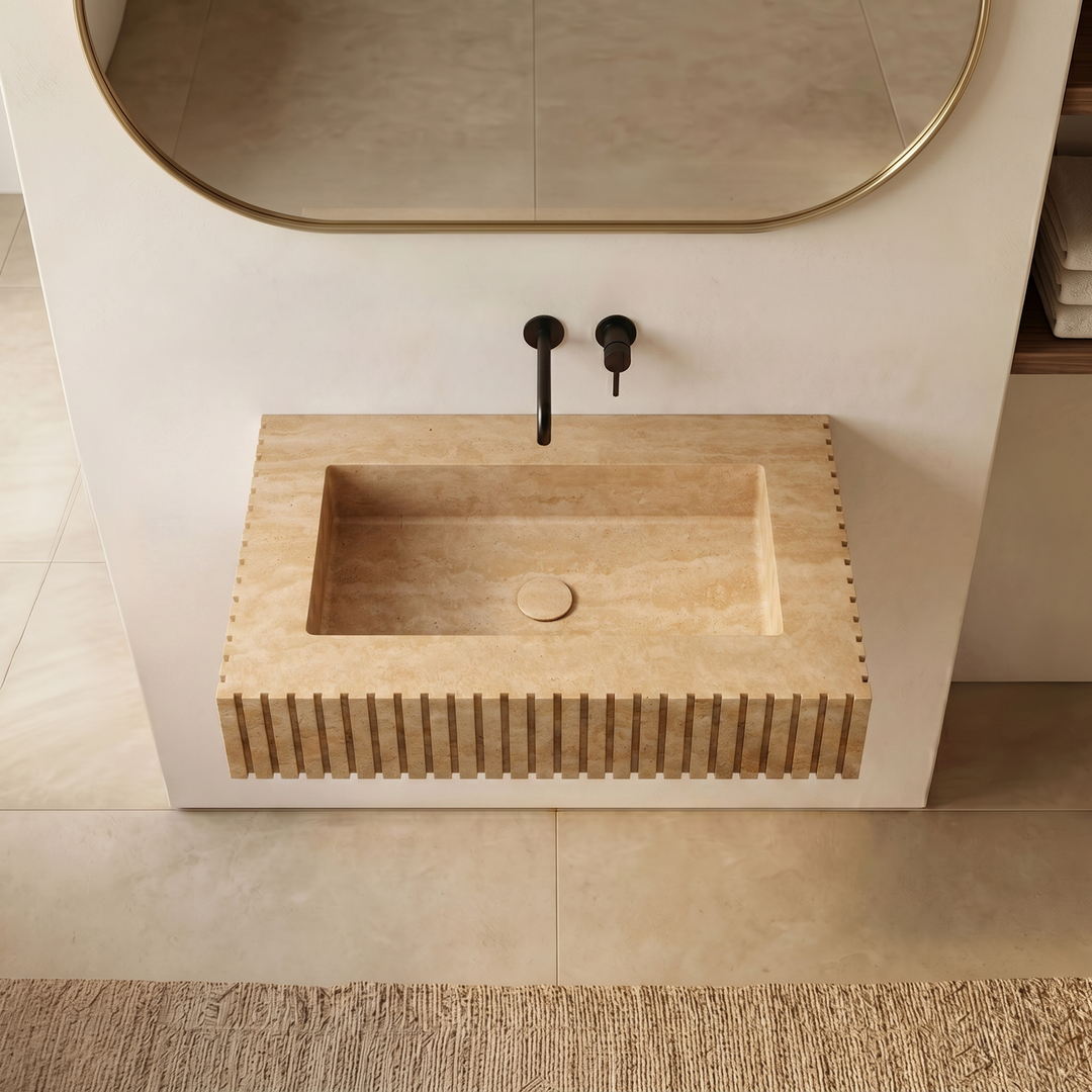 Luca - Ribbed Marble Basin