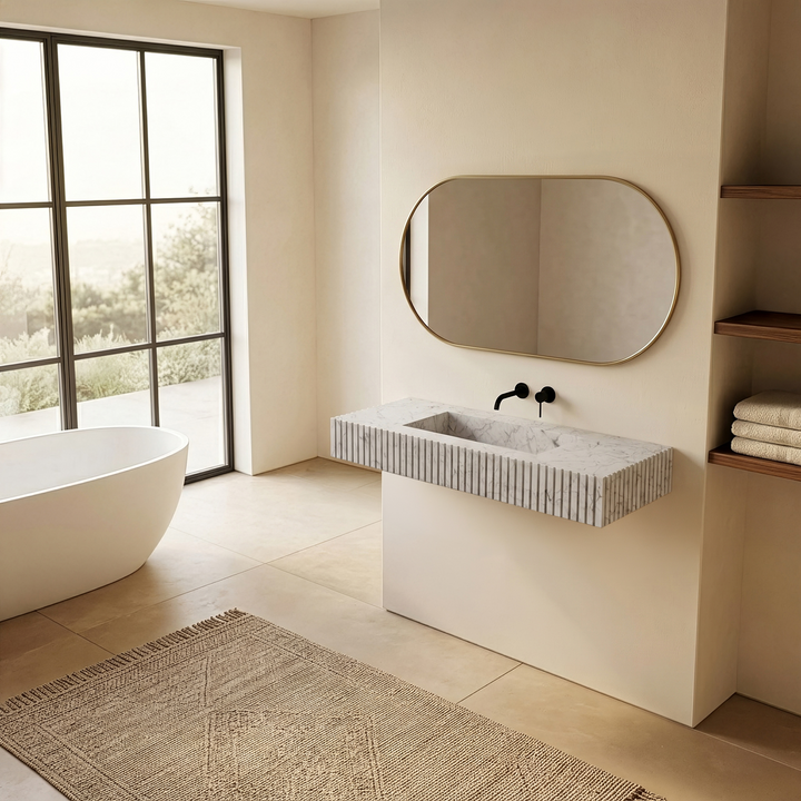 Luca - Ribbed Marble Basin