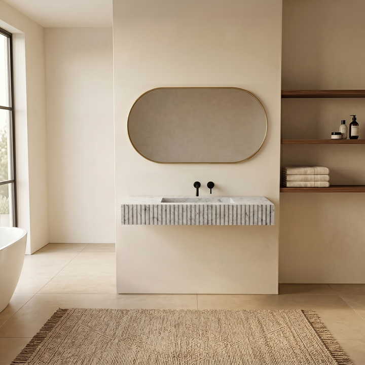 Luca - Ribbed Marble Basin