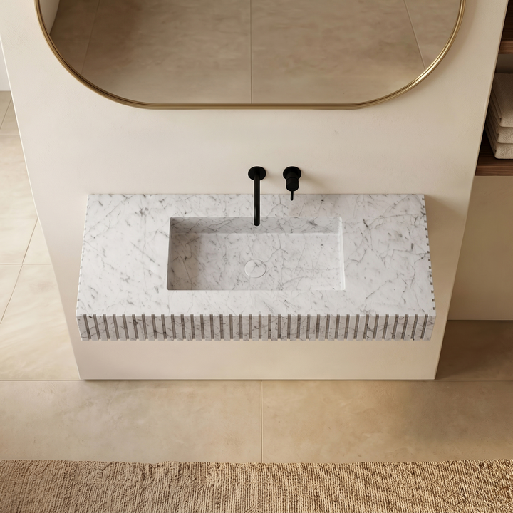 Luca - Ribbed Marble Basin