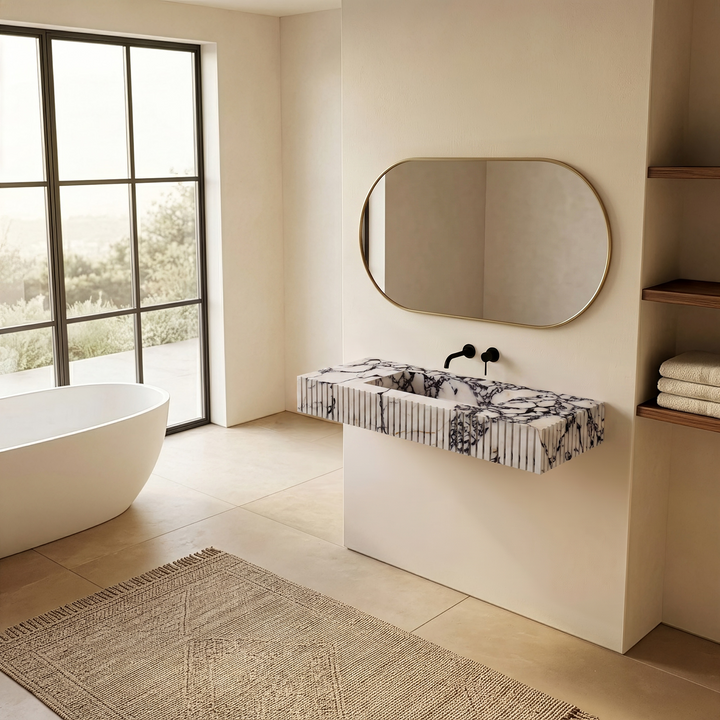 Luca - Ribbed Marble Basin