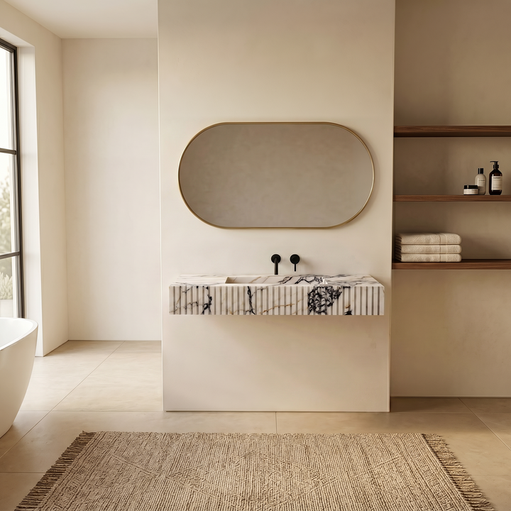 Luca - Ribbed Marble Basin