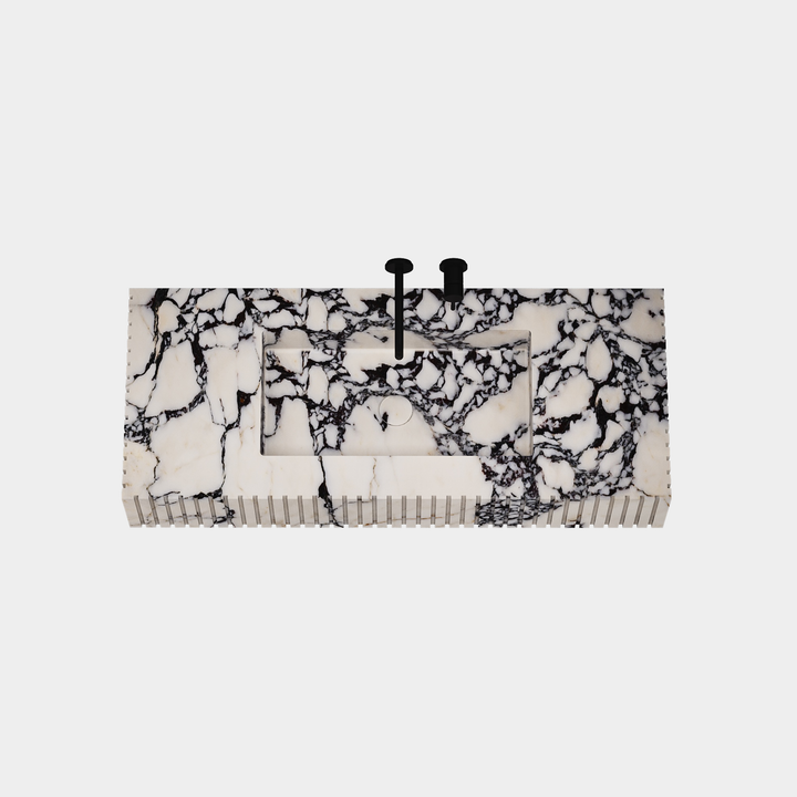 Luca Ribbed Marble Basin - Calacatta Viola - Large - Top View