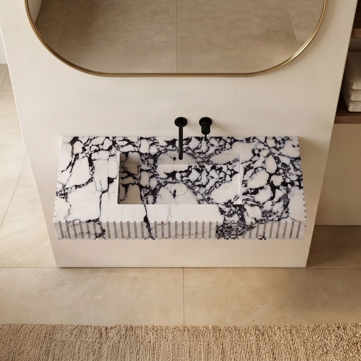 Luca - Ribbed Marble Basin
