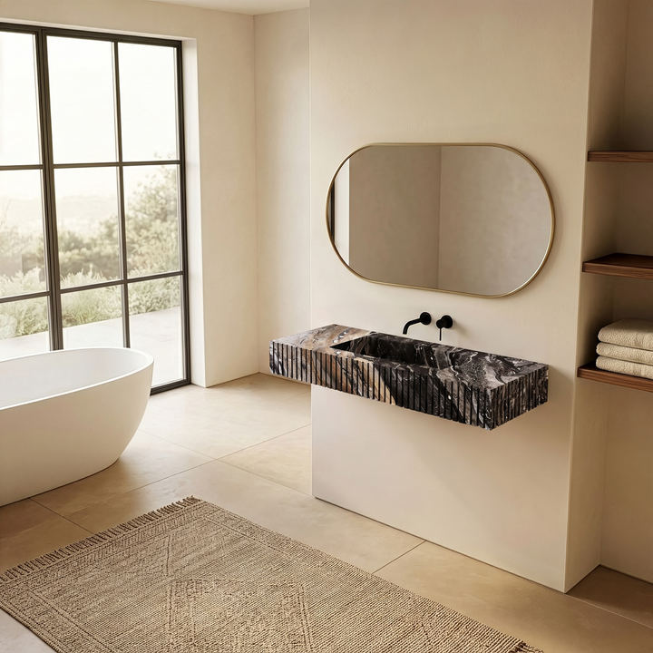 Luca - Ribbed Marble Basin