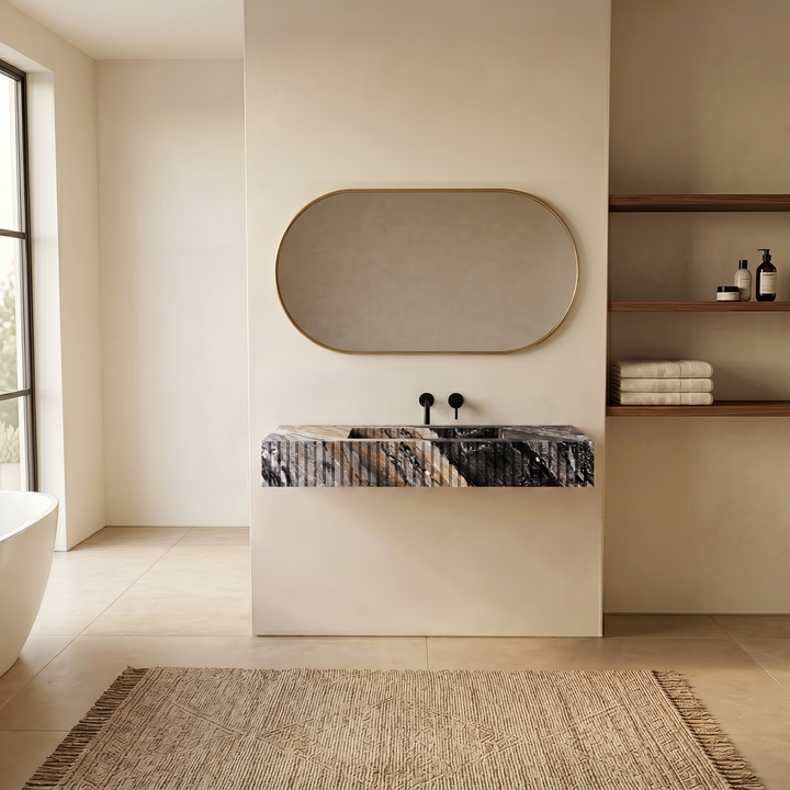 Luca - Ribbed Marble Basin