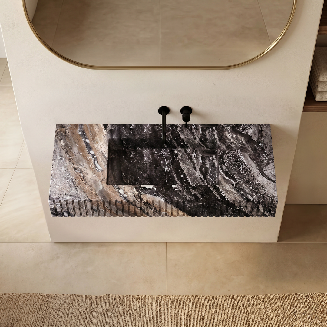 Luca - Ribbed Marble Basin