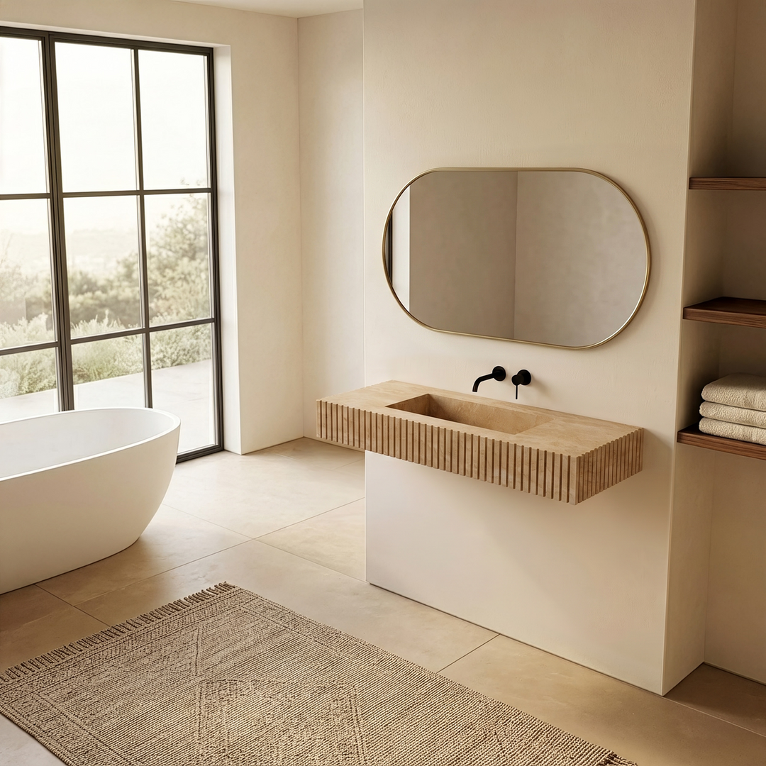 Luca - Ribbed Marble Basin