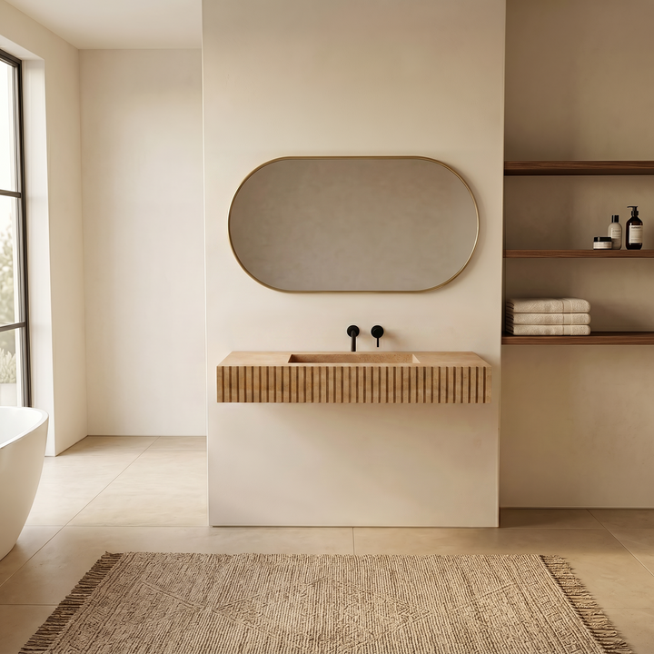Luca - Ribbed Marble Basin