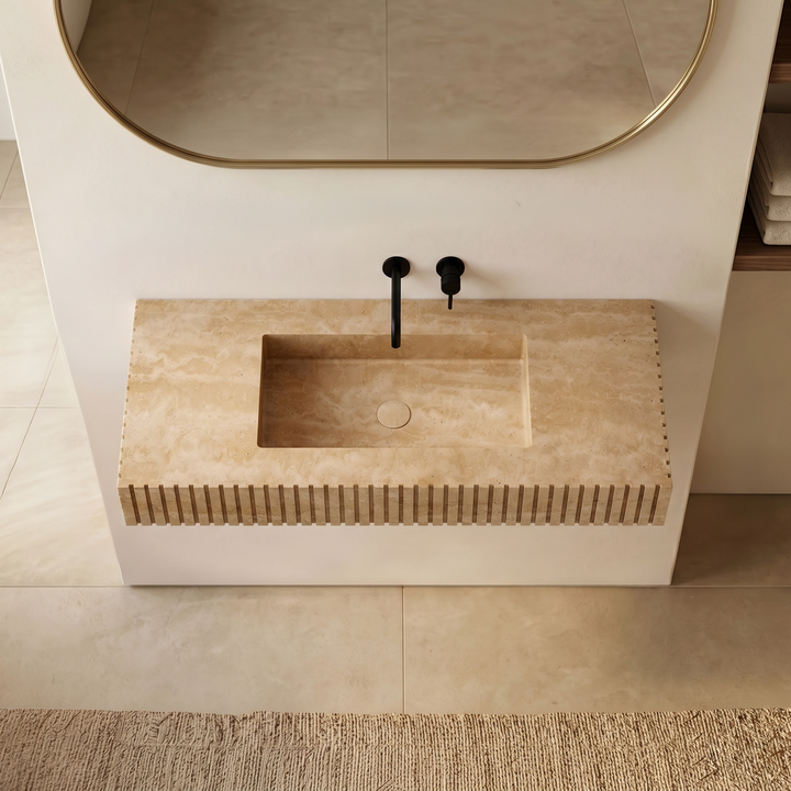 Luca - Ribbed Marble Basin