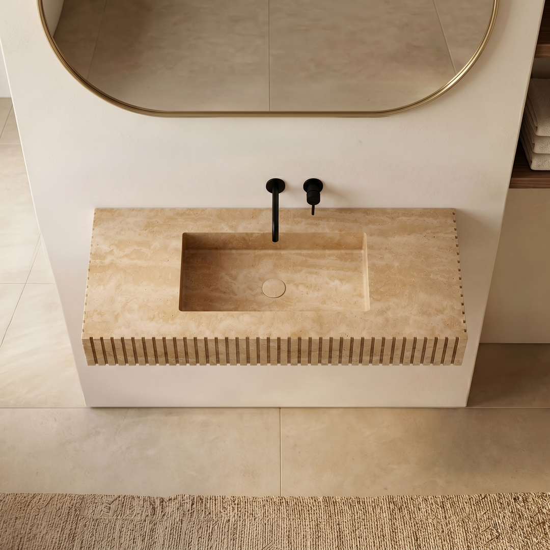 Luca - Ribbed Marble Basin