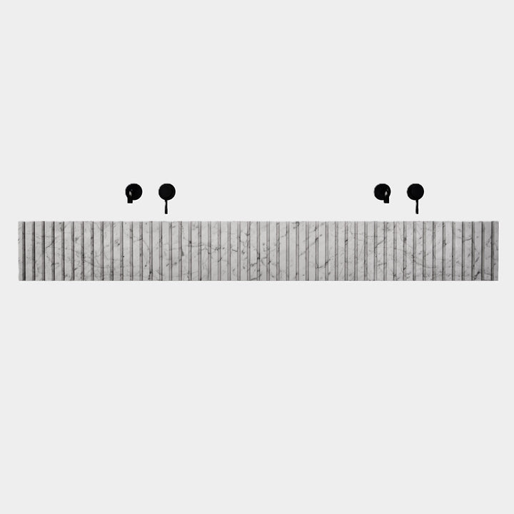 Luca - Ribbed Marble Double Basin - White Carrara