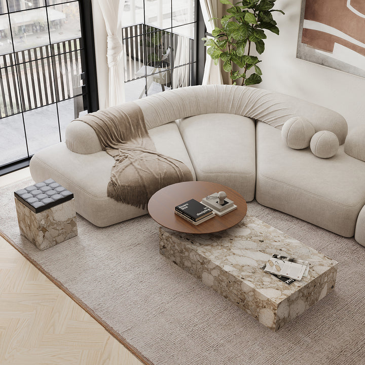 Odense marble coffee table lifestyle view in Beige Breccia