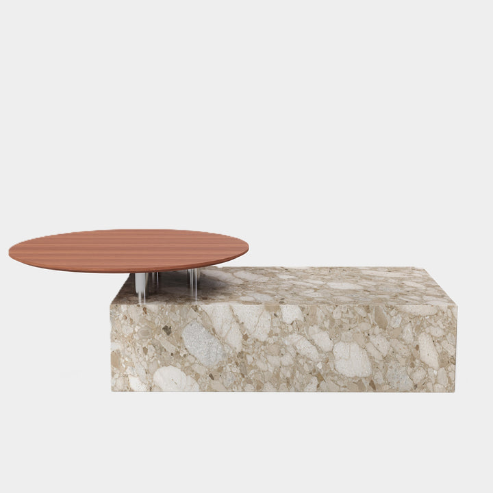 Odense coffee table front view in Beige Breccia