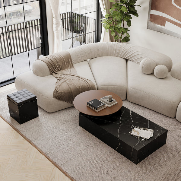 Odense marble coffee table lifestyle view in Black Eagle