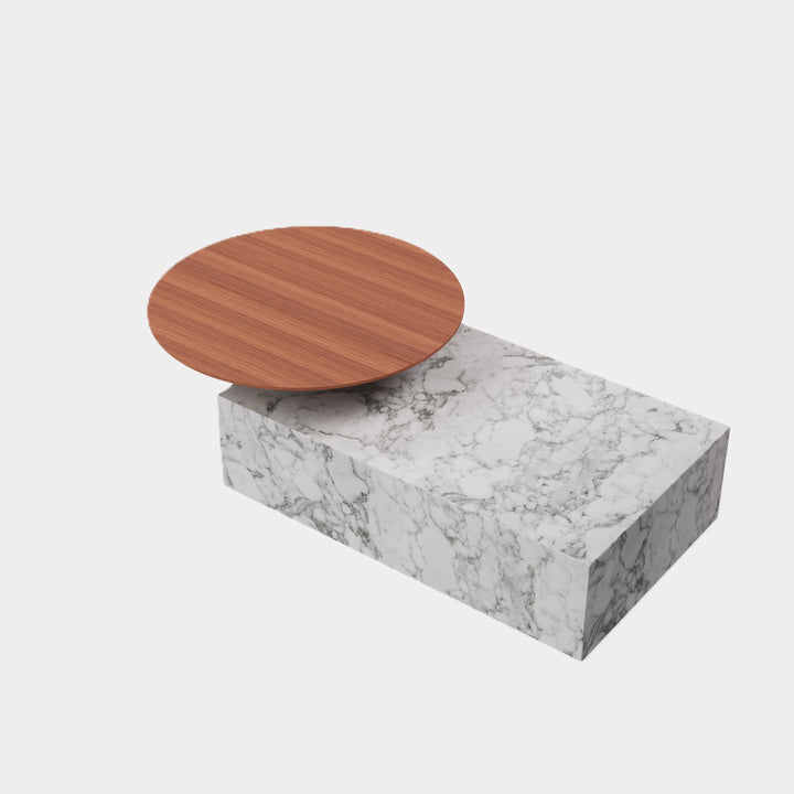 Odense marble coffee table side view in White Carrara
