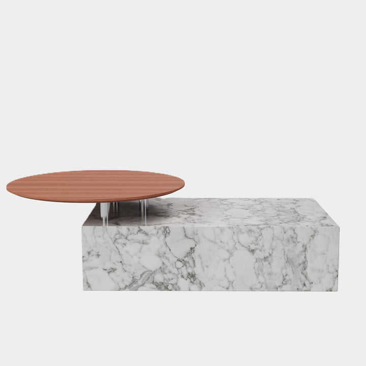 Odense coffee table front view in White Carrara